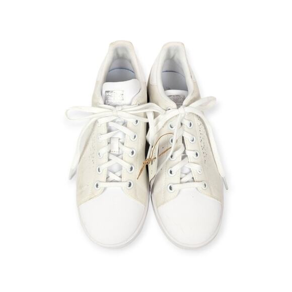 NWT Adidas Stan Smith Kid's White Sparkle Lace Up Sneakers Size 5 - Picture 4 of 9